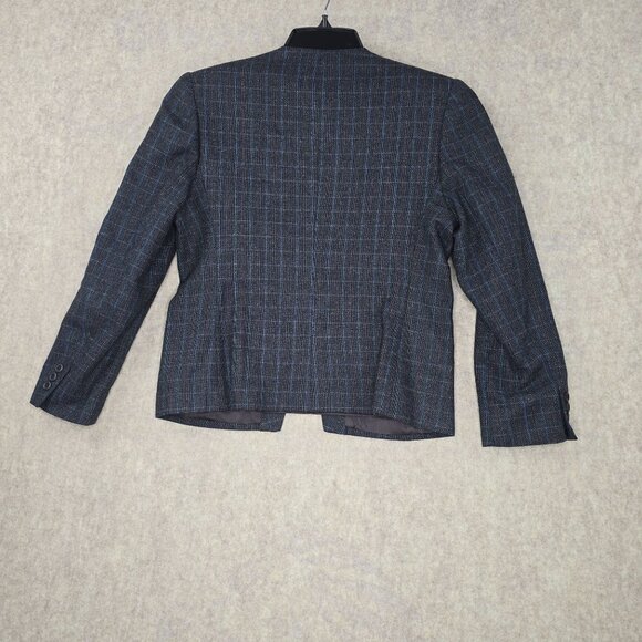 Mark Alexander Plaid Blazer Jacket & Skirt Set Gray Wool Blend Fully Lined - Picture 3 of 16